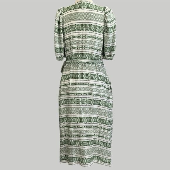Ann Taylor Wrap Midi Dress Size 10 Shamrock Green Textured Career Office Brunch - Picture 4 of 16